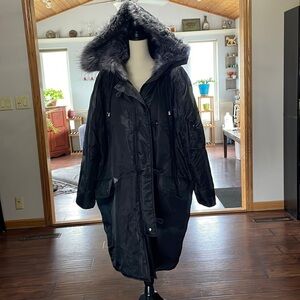 BOOHOO OVERSIZED FAUX FUR FLY HOOD LUXE PARKA COAT